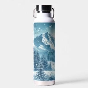 Snowy Winter Mountain Water Bottle