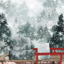 Snowy Winter Mountain Woodland Forest Snowflakes