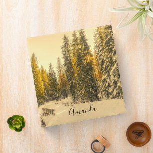 Snowy Winter Path with Pine Trees Binder