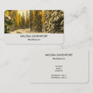Snowy Winter Path with Pine Trees Business Card