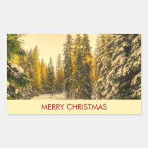 Snowy Winter Path with Pine Trees Christmas Sticker