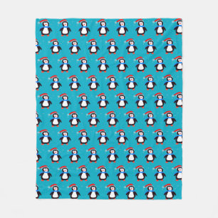 Snowy Winter Penguin  Fleece Blanket