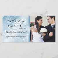 Snowy Winter Photo Thank You ice blue