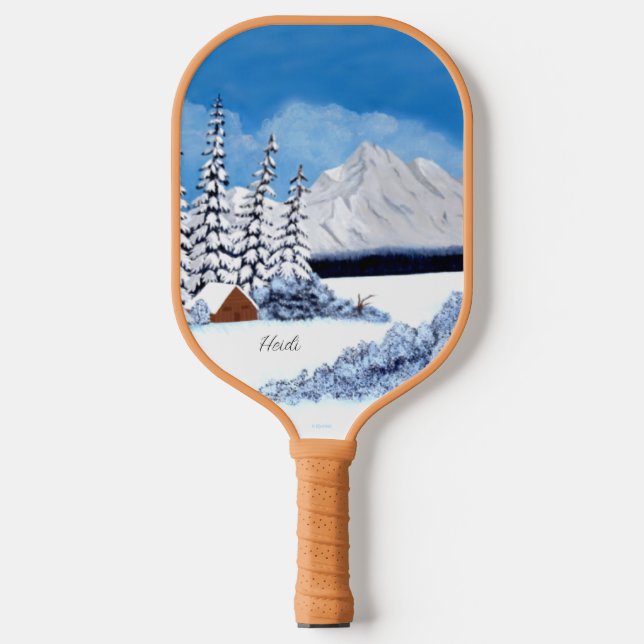 Snowy Winter Pickleball Paddle (Front)