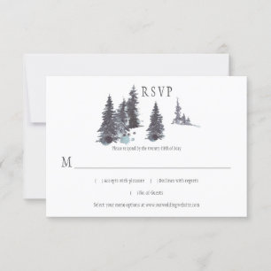 Snowy Winter Pine Trees Snow RSVP Card