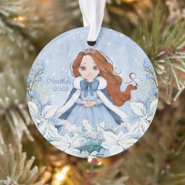 Snowy Winter Red Head Princess  Ornament (Tree)