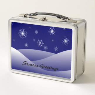 Snowy Winter Scene Christmas Metal Lunch Box