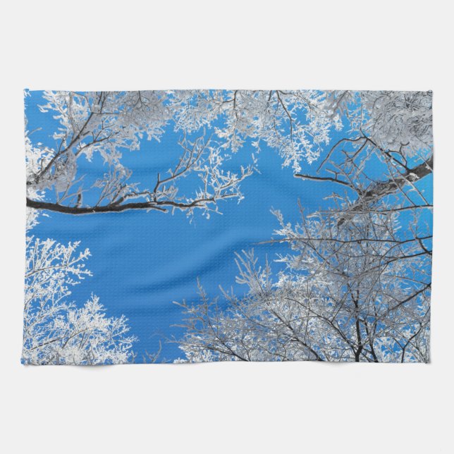 Snowy Winter Scene Kitchen Towel (Horizontal)