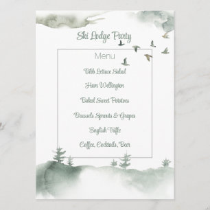 Snowy Winter Scene Menu Card