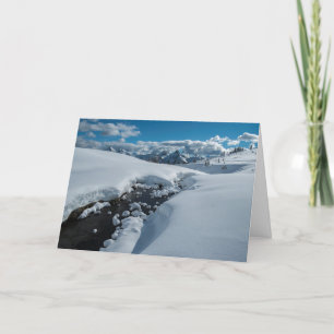 Snowy winter stream holiday card