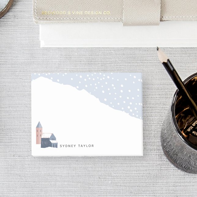 Snowy Winter Village Personalized Post-it Notes (Creator Uploaded)