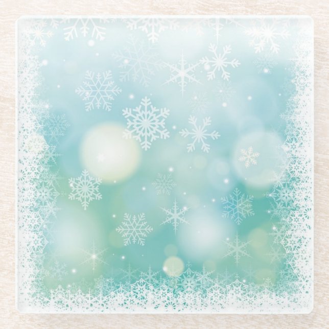Snowy Winter Window Create Your Own Glass Coaster (Front)
