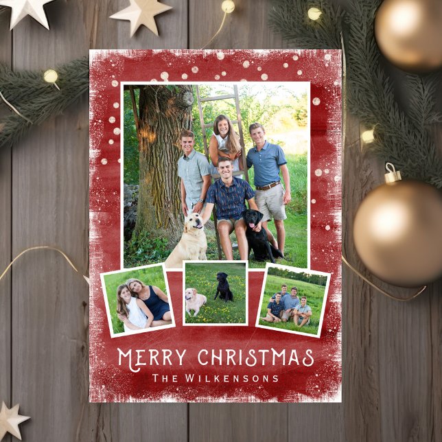 Snowy Winter Wonderland Christmas Photo Collage Holiday Card (Creator Uploaded)