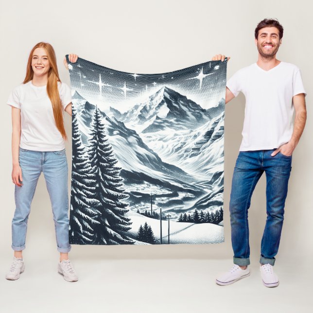 Snowy winter wonderland fleece blanket (In Situ)