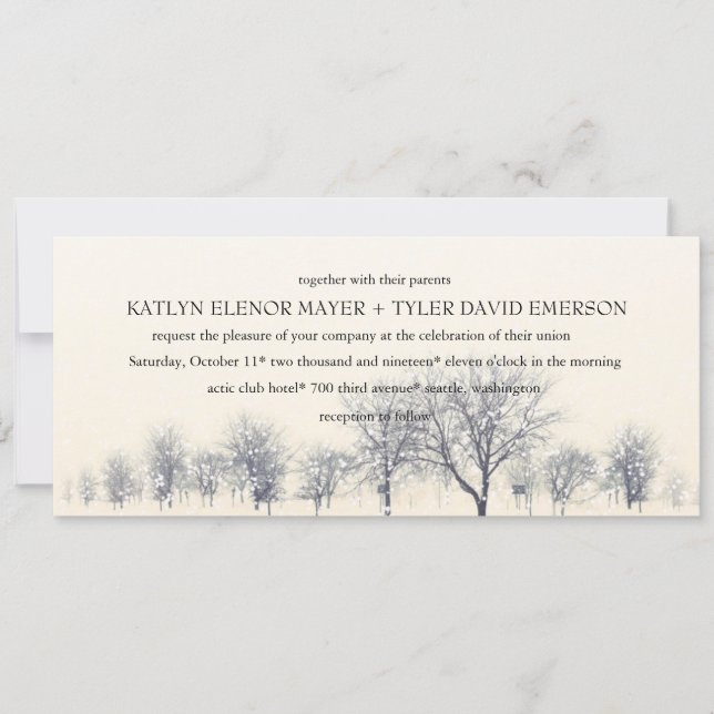 Snowy Winter Wonderland Invitation au mariage d'hi (Devant)