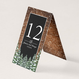 Snowy Wood & Forest Black Pine Table Number Card