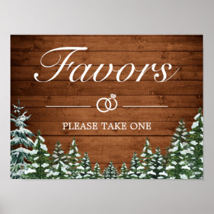 Snowy Wood & Forest Country Favors Wedding Sign