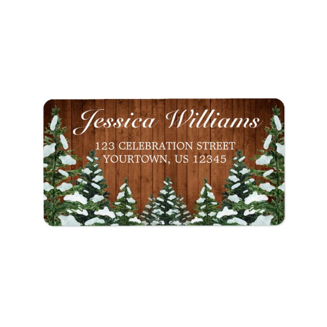 Snowy Wood & Forest Country Pine Address Label (Front)