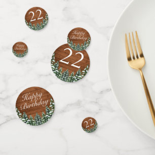 Snowy Wood & Forest Country Pine Happy Birthday Confetti