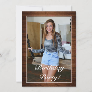 Snowy Wood & Forest Country Pine Photo Birthday Invitation
