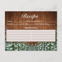 Snowy Wood & Forest Country Pine Recipe Card