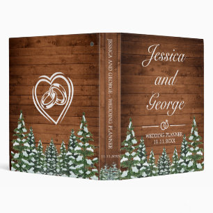 Snowy Wood & Forest Country Pine Wedding Binder