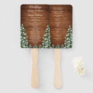 Snowy Wood & Forest Country Pine Wedding Hand Fan