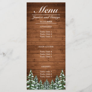 Snowy Wood & Forest Country Pine Wedding Menu
