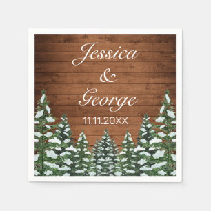 Snowy Wood & Forest Country Pine Wedding Napkin