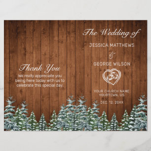 Snowy Wood & Forest Country Pine Wedding Programme