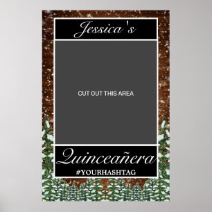 Snowy Wood & Forest Country Quinceañera Photo Prop Poster