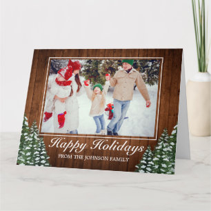 Snowy Wood & Forest Photo Happy Holidays Greeting Card