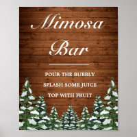 Snowy Wood & Forest Pines Mimosa Bar Wedding Sign