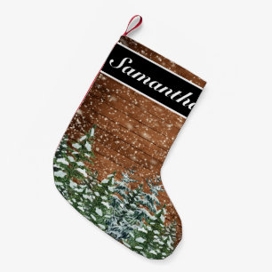 Snowy Wood & Forest Rural Pine Christmas Small Christmas Stocking