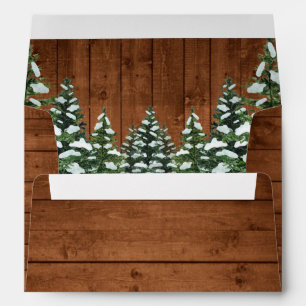 Snowy Wood & Forest Rural Pine Snowflake Holiday Envelope