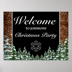 Snowy Wood Forest Snowflake Christmas Welcome Sign