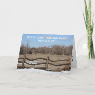 Snowy Wooden Fence Christmas CARD
