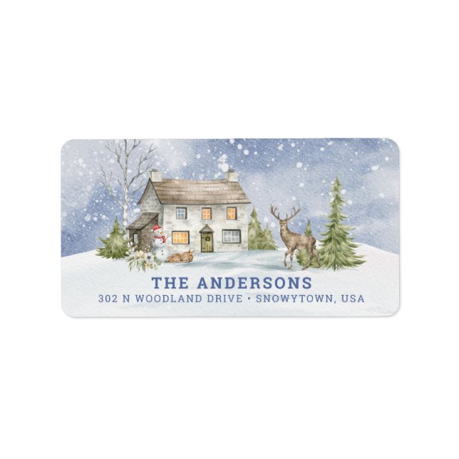 Snowy Woodland Winter Home  Label (Front)
