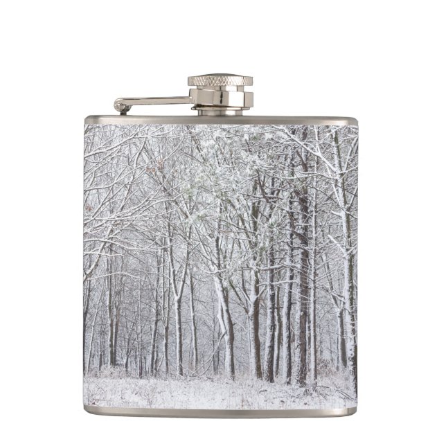 Snowy Woods Hip Flask (Front)