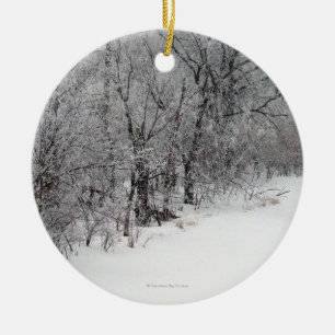 Snowy Woods Round Photo Ornament