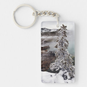 Snowy Yellowstone Keychain