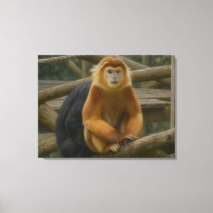 Snub-Nosed Monkey in Woodland Refuge Canvas Print