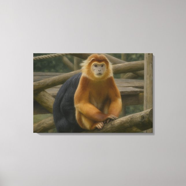 Snub-Nosed Monkey in Woodland Refuge Canvas Print (Front)