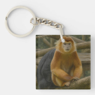 Snub-Nosed Monkey in Woodland Refuge Keychain