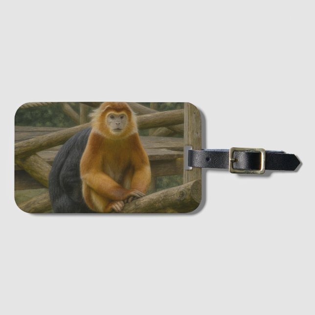 Snub-Nosed Monkey in Woodland Refuge Luggage Tag (Front Horizontal)
