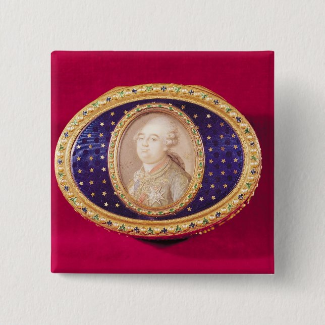 Snuffbox with a portrait miniature of Louis 2 Inch Square Button (Front)