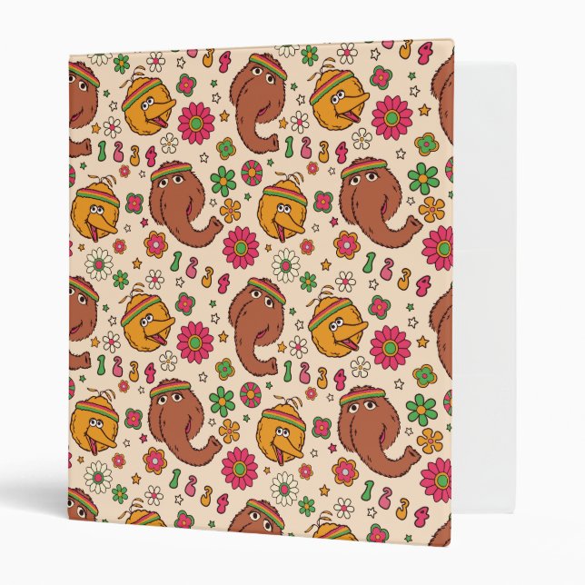 Snuffleupagus and Big Bird Groovy Flower Pattern Binder (Front/Inside)