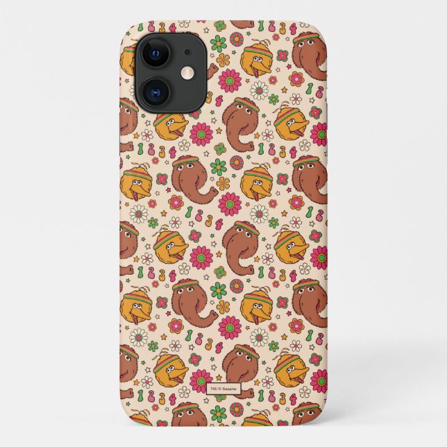 Snuffleupagus and Big Bird Groovy Flower Pattern Case-Mate iPhone Case (Back)