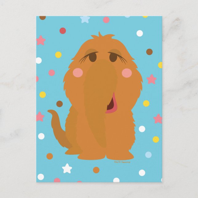 Snuffleupagus Blue Stars & Dots Pattern Postcard (Front)