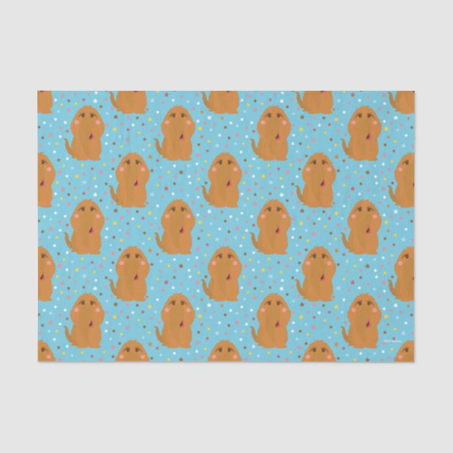 Snuffleupagus Blue Stars & Dots Pattern Tissue Paper (Front)